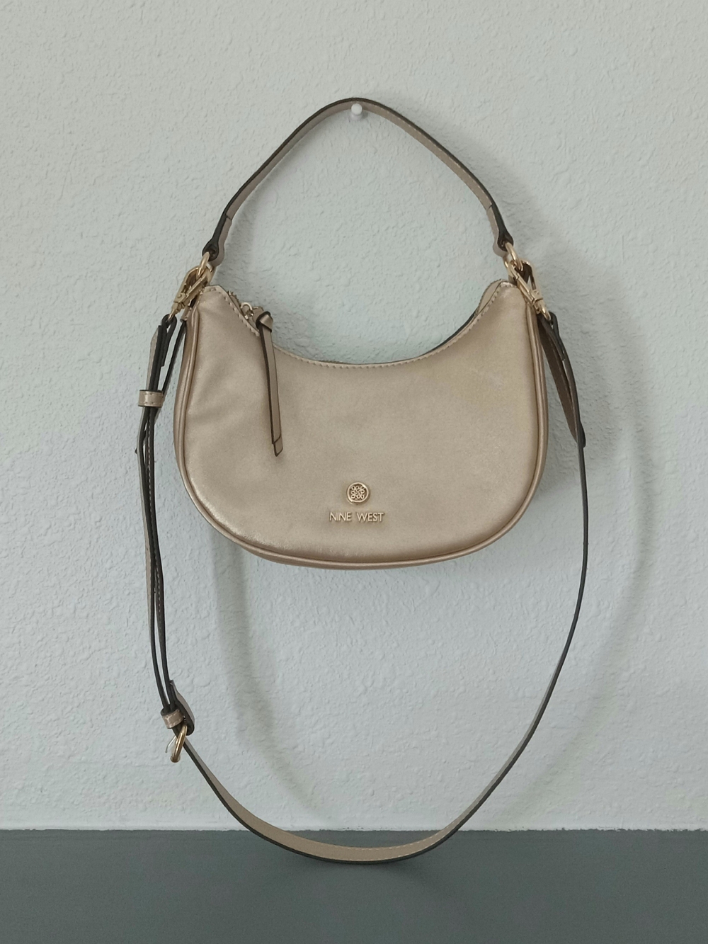 Nine West Metallic Cream Shoulder Hobo with Gold Hardware